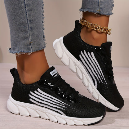Women's Solid Color Casual Sneakers, Lace Up Comfy Breathable Soft Sole Shoes, Lightweight Low-top Running Shoes plus size