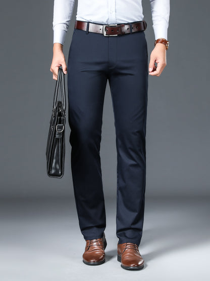 Men's Straight Leg Dress Pants, Men's Classic Design Pants for Business