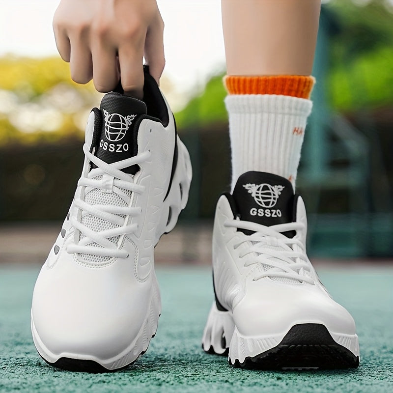 Men's All-Season Basketball Sneakers with Non-Slip Rubber Sole & All-Terrain Grip - Low-Top Lace-Up Shoes for Court, Casual Wear - Durable Synthetic & Cushioned (Year-Round) - ayq