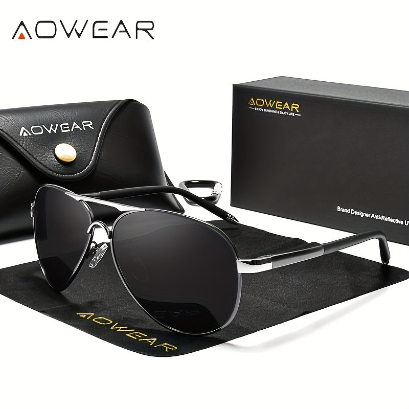 Men's Polarized UV400 Pilot Sunglasses with Mirror Lens