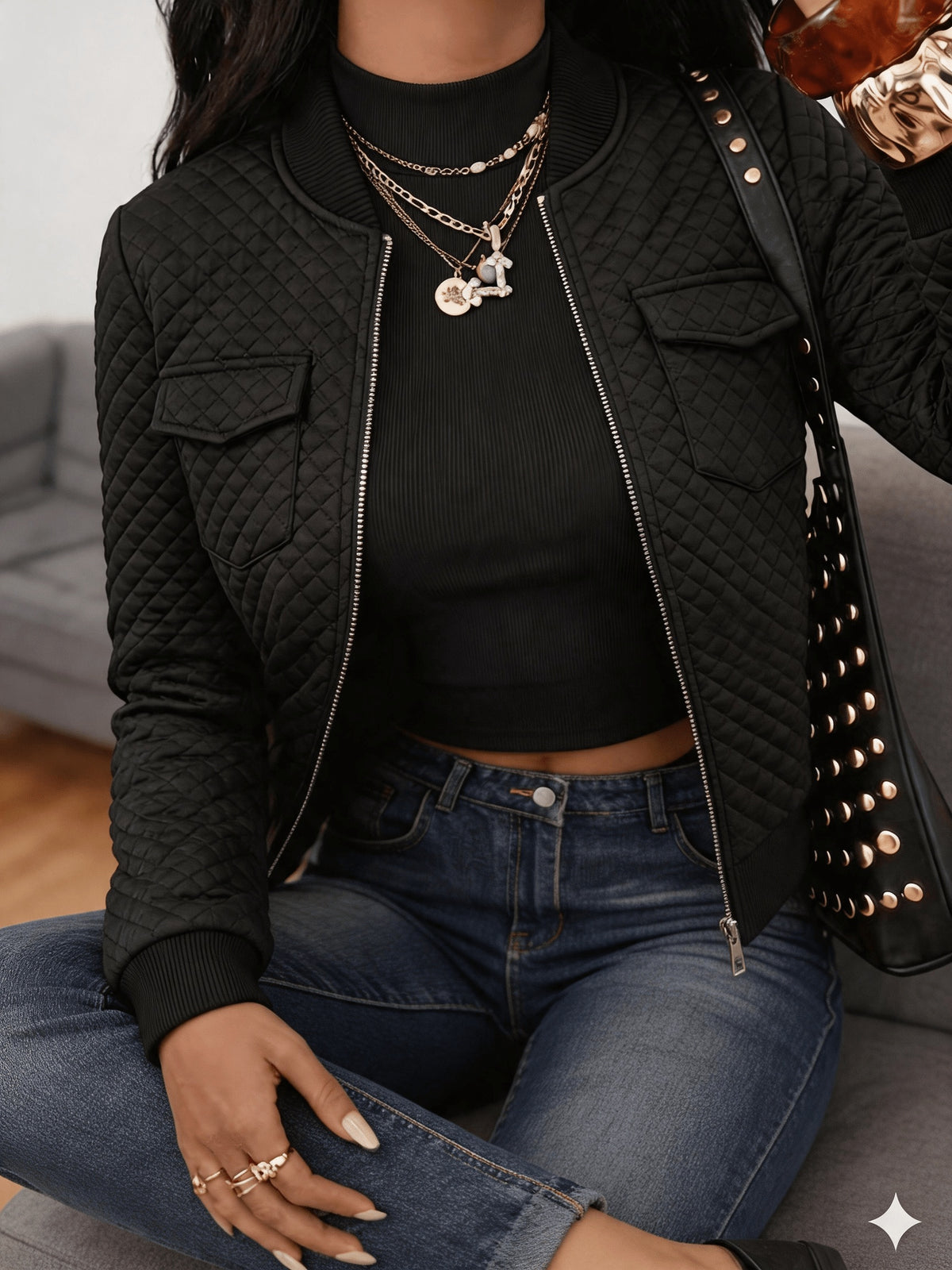 Women’s Casual Long-Sleeve Stand Collar Jacket