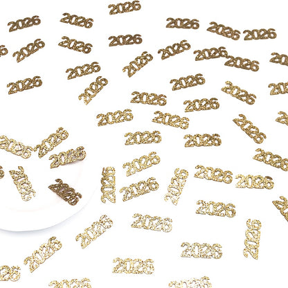 50 Glittering Golden 2026 Confetti - Elegant Numbered Party Decorations for New Year's Eve, Holiday Paper Scatterings, Christmas and Celebration Tabletop Accents. Perfect as Tablescape Dispersal or Wall & Floor Décor – Ide