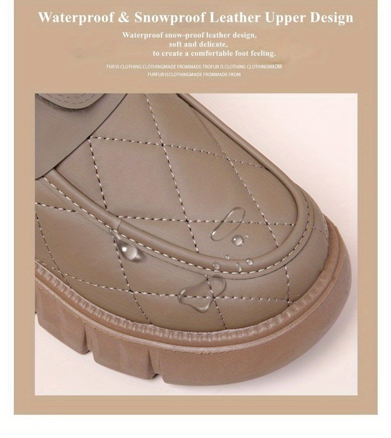 Աշուն-ձմեռ Փափուկ ծածկով Տաք Ձմեռային Կոշիկներ, Բազմաֆունկցիոնալ Դրսի Կոշիկներ Բլոկային Կրունկով, Հարմարավետ Կլոր Ծայրով Պատահական Ամենօրյա Օգտագործման և Ցուրտ Եղանակին Լեռնագնացության Համար