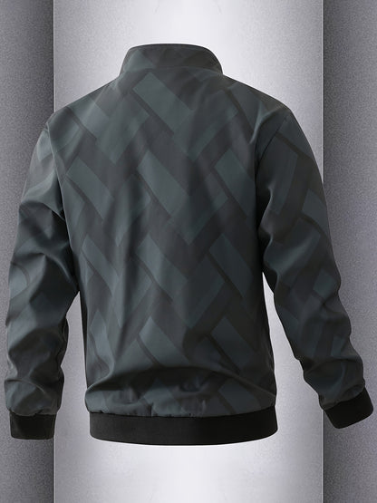 Men'S Lightweight Softshell Jacket - Olive Green/Black/Gray/ - Stand Collar Windproof Coat with Zippered Pockets - Non-Stretch Fabric for Hiking, Gym, Casual Outdoors - Spring/Fall Athletic Outerwear - Easy-Care Sportswear, H