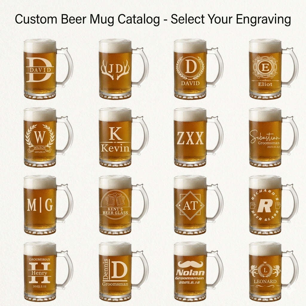 Personalized Large Glass Beer Mug - Custom Engraved Gift