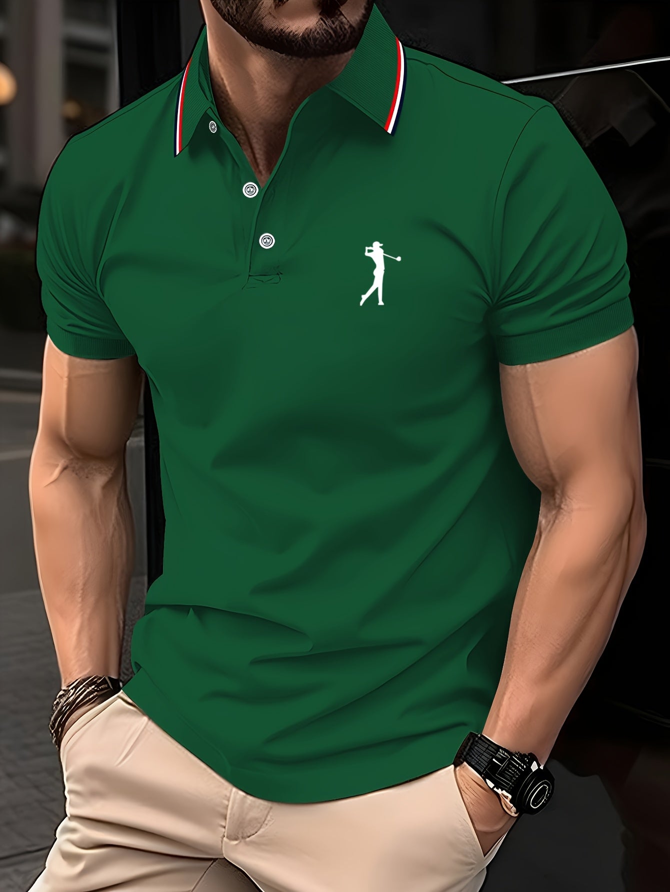 Golf Print Polo վերնաշապիկ, տղամարդու վերնաշապիկ, ամառային պատահական կարճաթև վերնաշապիկ