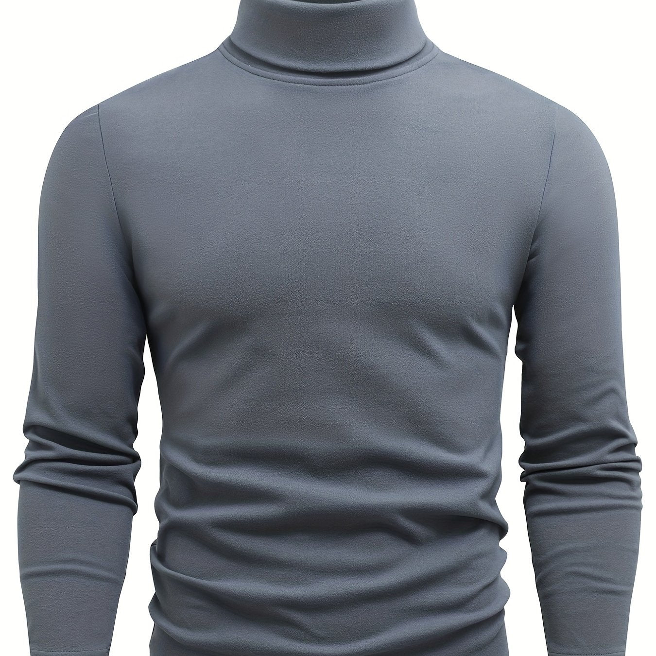 Casual Solid Men's Autumn And Winter Turtleneck Long-sleeved Fit T-shirt