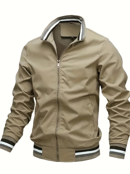 A Men'S Stylish Pilot Jacket, Made of Durable Fabric, Features Classic Striped Details, Perfect for Casual Outings Or Hiking. It Offers a Sense of Confidence And Fashion, Making It an Ideal Gift for Men