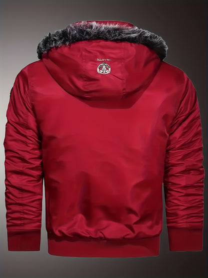 Men's Heavyweight Arctic Winter Jacket - -210gsm Windproof Coat with Full-Zip Closure, Hooded Insulated Outerwear - Machine Washable Cold Weather Jacket for Skiing, Snowboarding, Camping - Navy Blue, Winter Accessories, Skiin