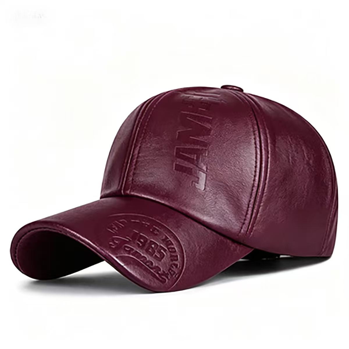 Unisex Embossed Letter Baseball Cap Adjustable PU Leather Hat