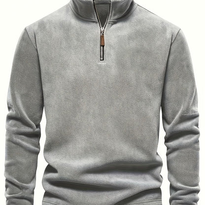 Men'S Heavyweight Full-Zip Hoodie - Thermal Winter Jacket with Zipper Closure, Stand Collar, Long Sleeve Cold Weather Coat for Skiing, Commuting - Thick Insulated Outerwear (Solid Color) - Easy-Care Zipper Front Closure, Wint