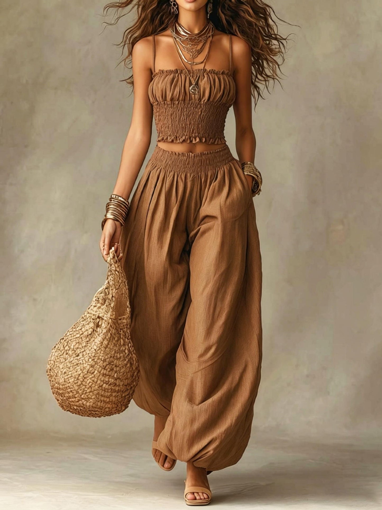 Women's Elegant Bustier Cami & Lantern Pants Set
