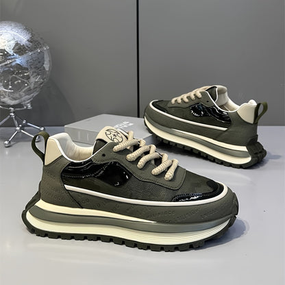 Men's Slip-Resistant Solid Color Sneakers - Low-Top Lace-Up Shoes Suitable for Casual, & Daily Wear - Comfortable Cushioned Sole, PVC Outsole, Year-Round Versatile Sneakers - ayq