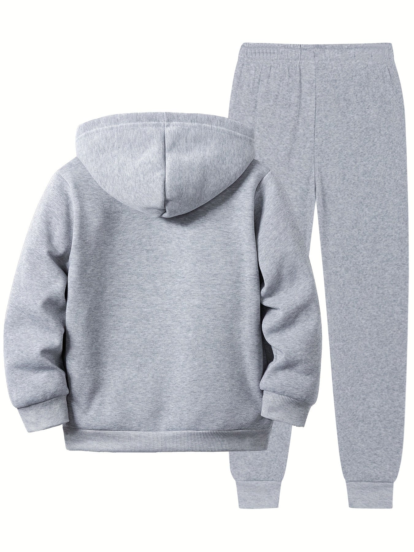 2pcs children's autumn and winter velvet zipper hooded shirt + pants, letter print boys' fashionable casual sports suit, suitable for jogging and daily wear