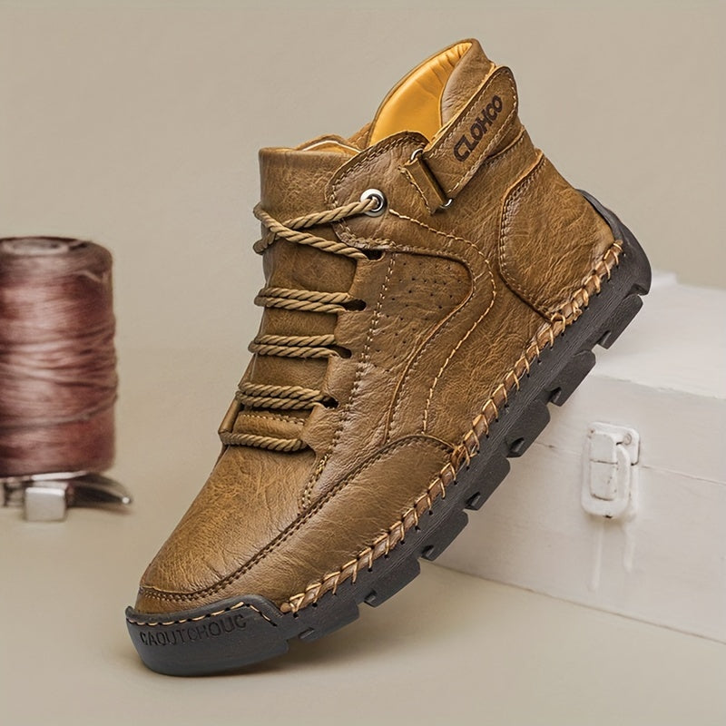 Men's Casual Lace-Up Ankle Boots with Rubber Sole