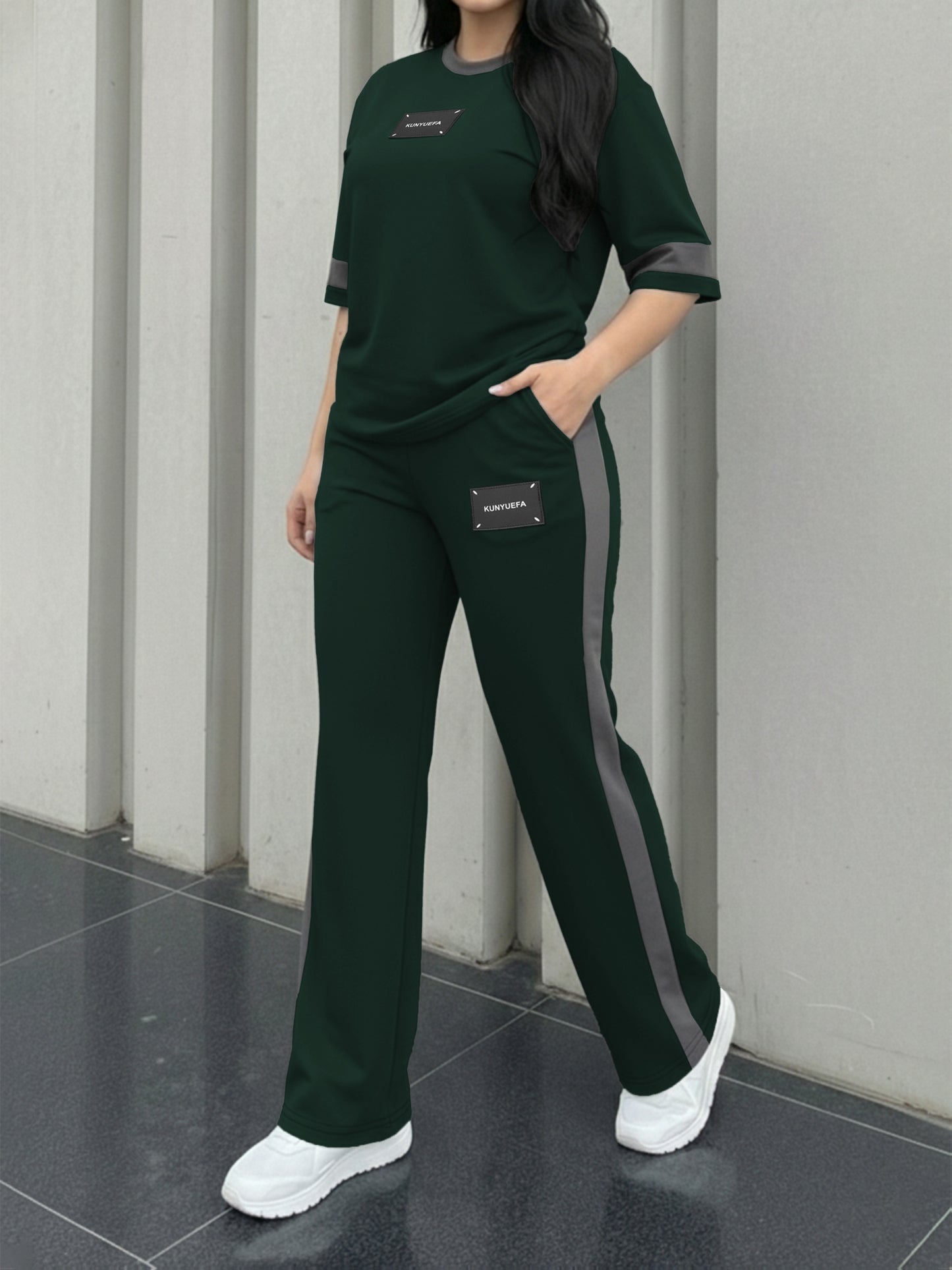 Women’s Spring/Summer Casual Two-Piece Set with Slim Trousers