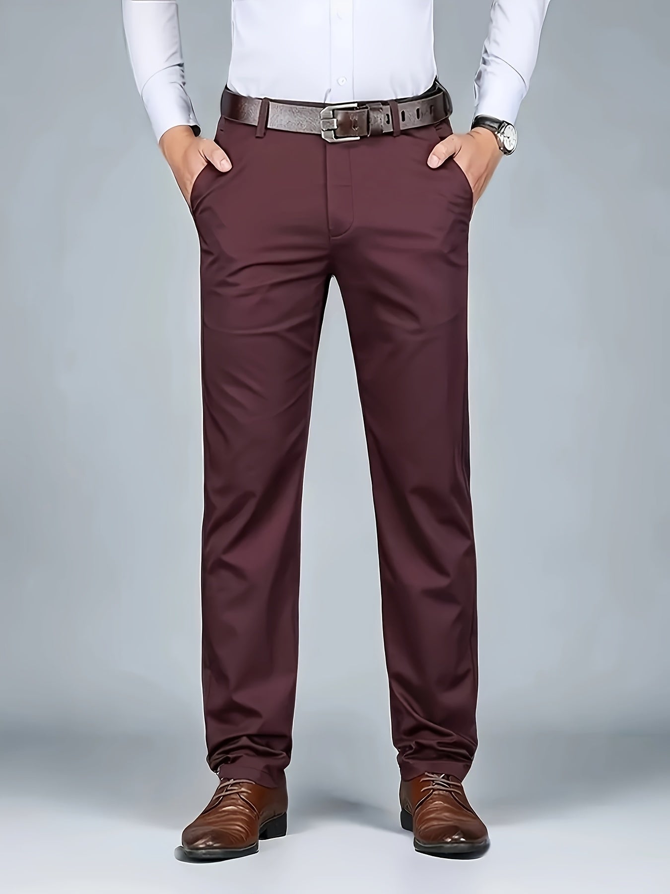 New Casual Formal Pants for Men in Four Seasons, Featuring a Business Style with Trendy Long Trousers. Fashionable And Versatile Men'S Elastic Dress Pants with a Comfortable Classic Design for Casual Wear.