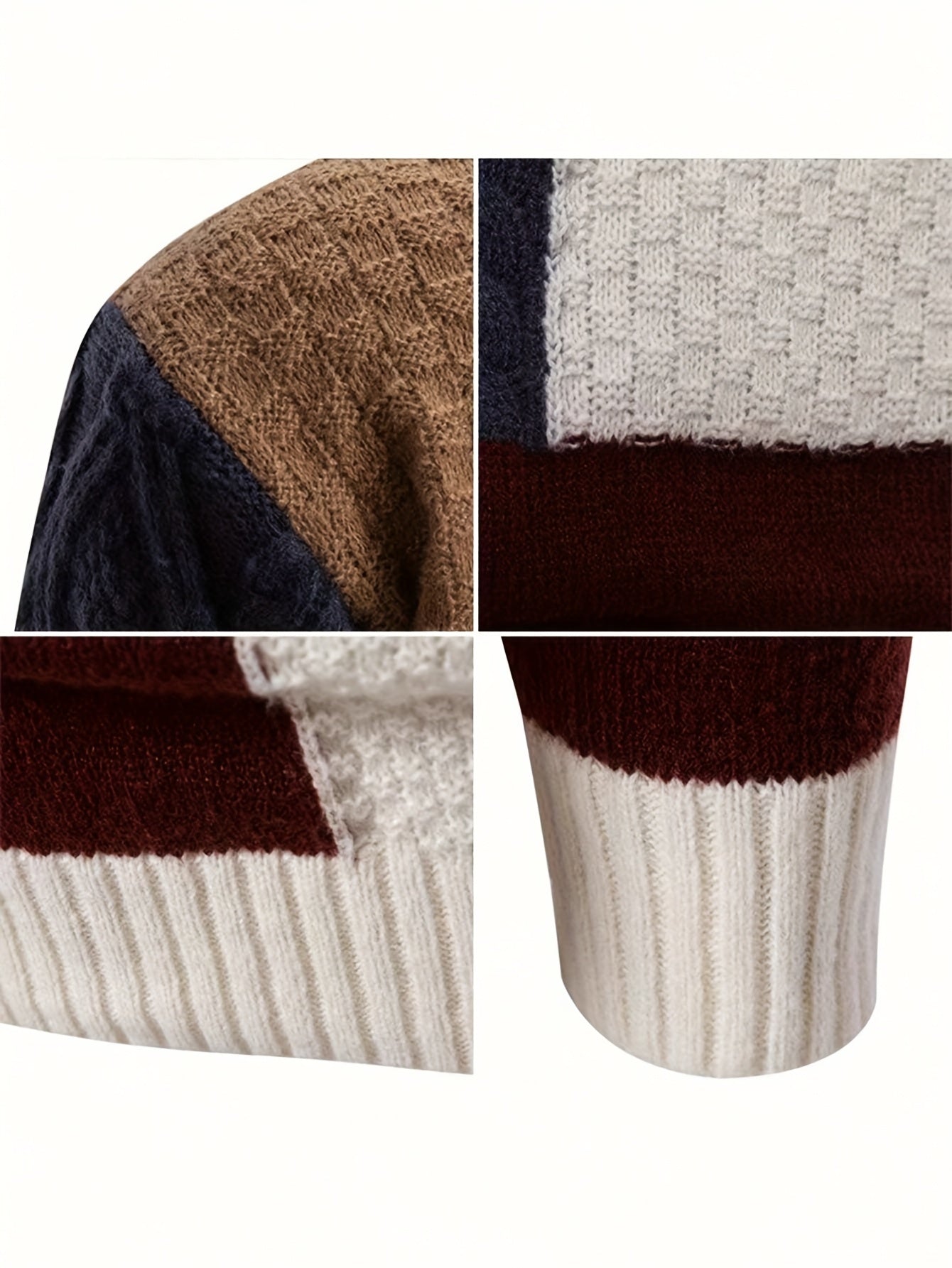 Տղամարդու աշուն/ձմեռ կորեական ոճի նորաձև, գունային բլոկներով, կանգնած օձիքով, երկար թևքերով, ազատ չափսի, ամենօրյա, բազմակողմանի, հարմարավետ, ամենօրյա օգտագործման համար նախատեսված սվիտեր