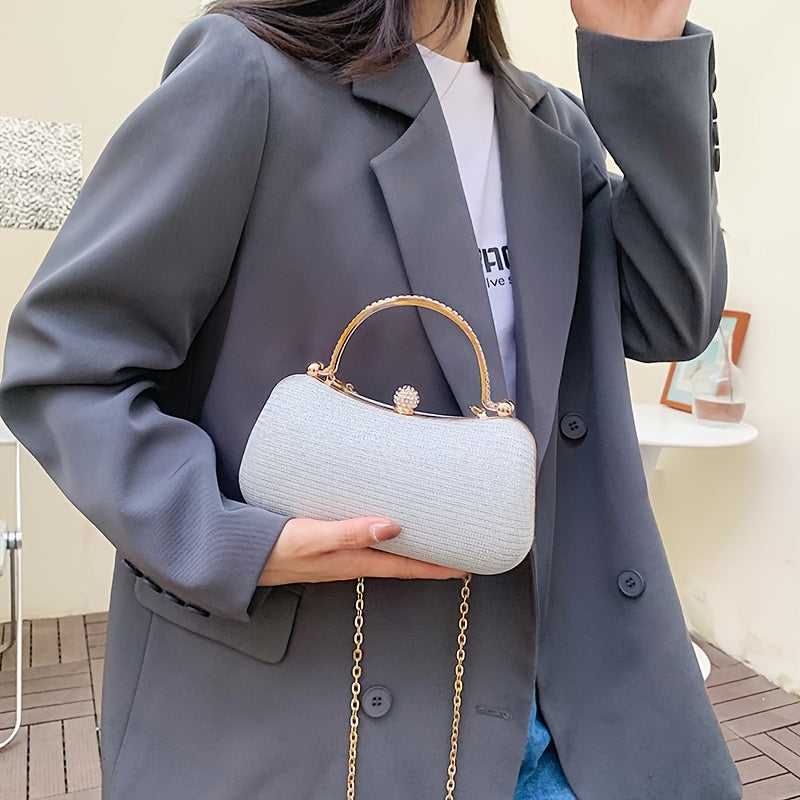 Փայլուն Rhinestone կանացի երեկոյան պայուսակ, փայլուն խաչաձև շղթայով ձեռքի պայուսակ, ճիրանային դրամապանակ երեկույթների և ընթրիքների համար