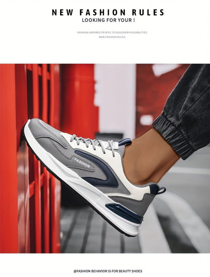 Men'S Plus Size Fashion Sneakers - Breathable Mesh Lace-Up Casual Shoes with Thick PVC Sole, Low-Top Design for All Seasons, Spring/Summer/Fall, Versatile Streetwear, Allseason Shoes | Minimalist Sneakers | Durable PVC Sol - ayq