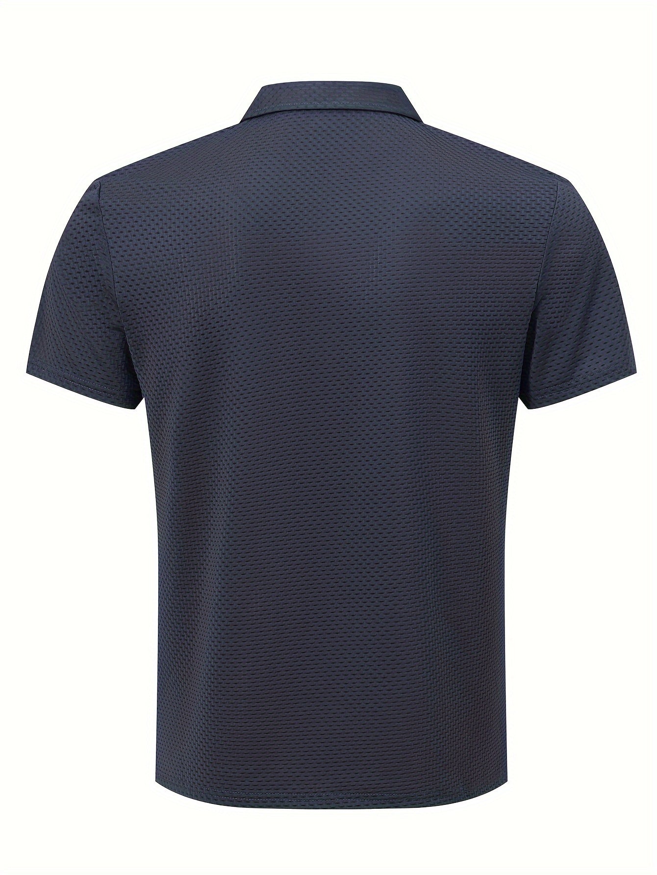 Men'S Middle East Inspired Geometric Pattern Casual Nylon Knit Shirt with Lapel Collar and Button Details, Regular Fit Short Sleeve Breathable Summer Top