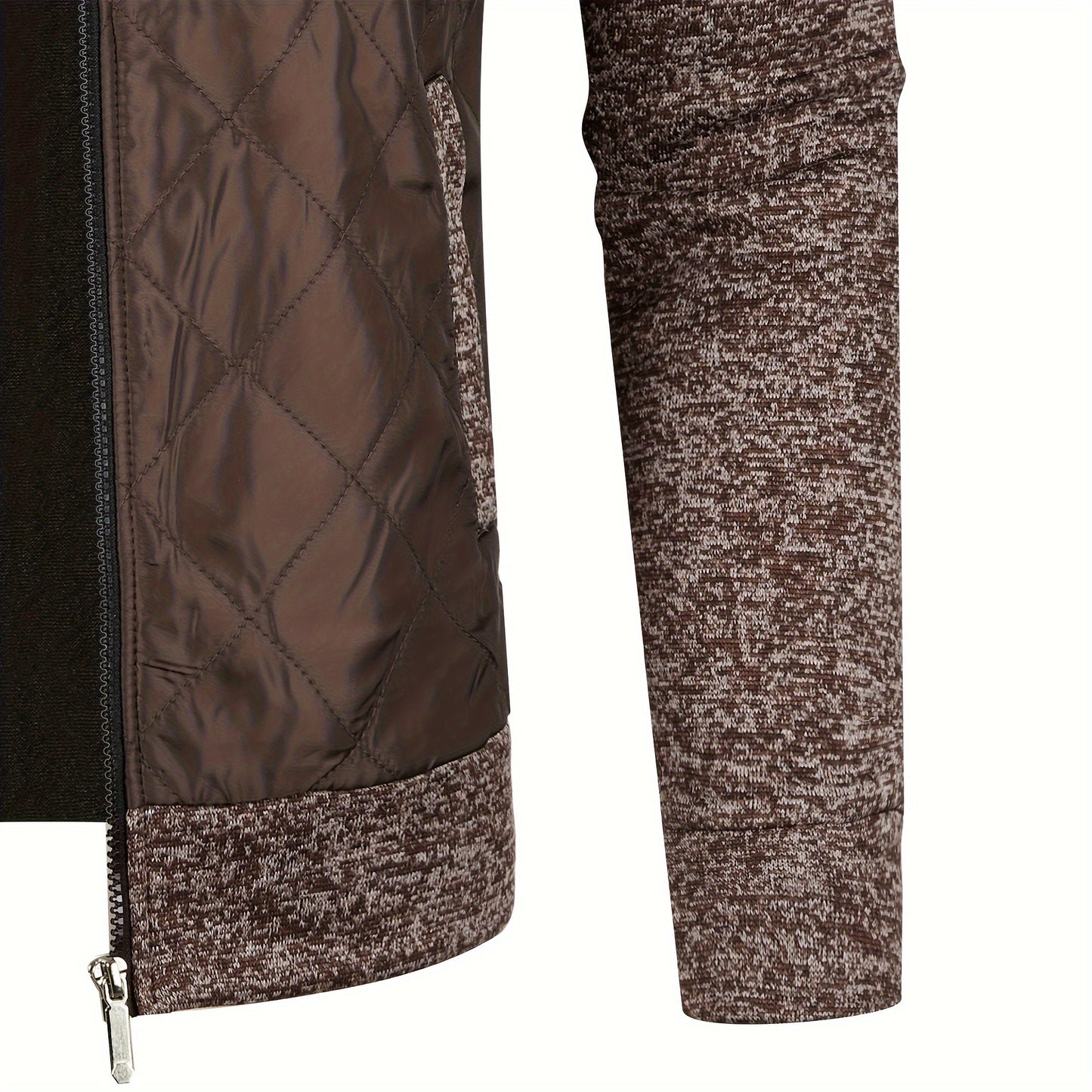 Men's Knitted Cardigan Jacket, Autumn Winter Casual Stand Collar Full Zip Coat, Long Sleeve Regular Fit Jacket