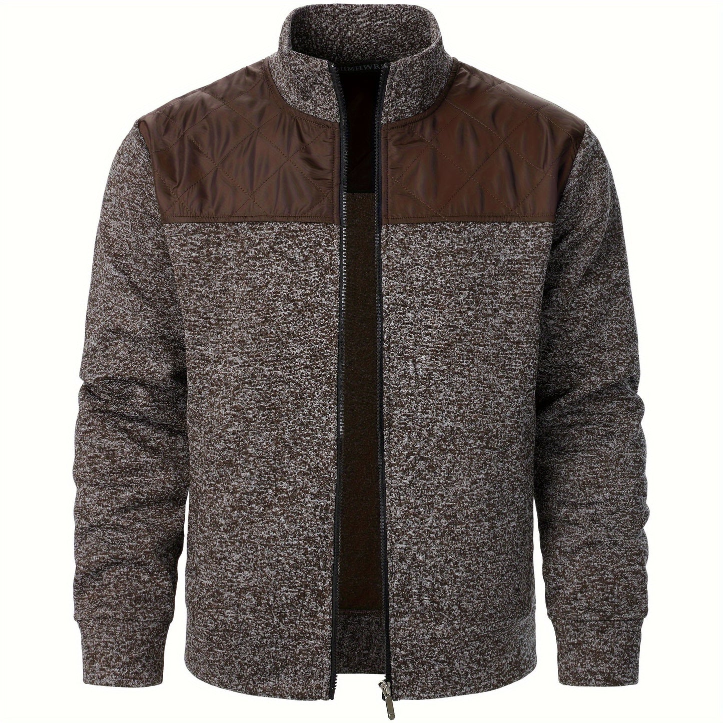 Men's Blocking Quilted Jacket For Spring And Autumn, Casual Stylish Outdoor Stand Collar Coat As Gift