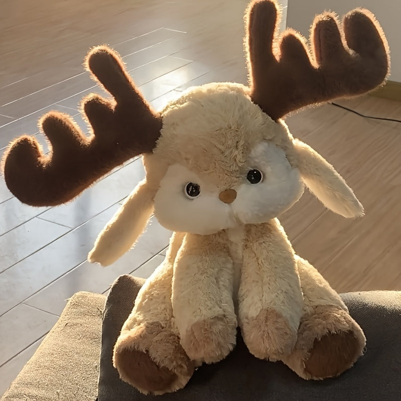 1pc 35CM/13.78IN Cute Brown Little Deer/Fawn Soft Plush Toy, Suitable As a Birthday Gift for a Girlfriend Or, a Companion Pillow, Christmas Gift, Graduation/Valentine'S Day Gift, Couple'S Gift That Conveys Affection, Home Dec