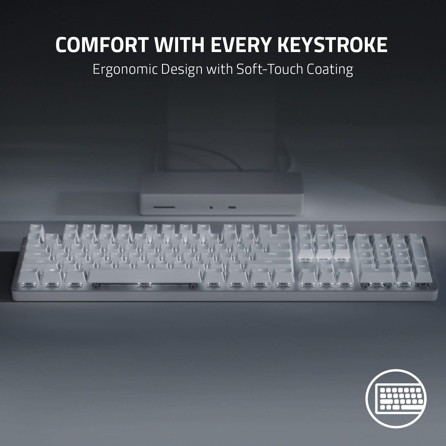 Razer Pro Type Ultra Wireless Mechanical Keyboard: Silent, Linear Switches - Ergonomic Design - Hyperspeed Technology - Connect up to 4 Devices - Fully Programmable Keys & Smart Controls