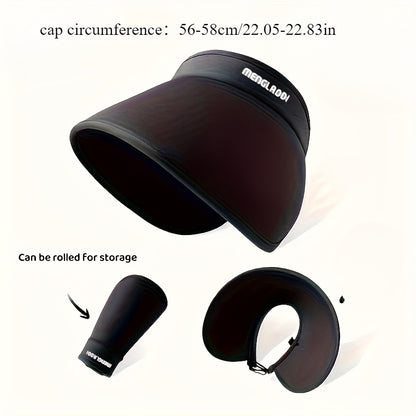 1pc Ice Sliky Fiber Fiber Sun Hat, Breathable Polyester Sun Hat with Large Brim, UV Protection, Woven Craftsmanship, Hand Wash Only