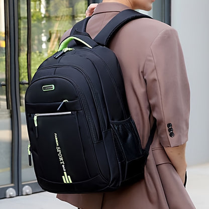 Large Capacity Waterproof Travel Backpack for Men - Durable Nylon, Adjustable Straps, Multi-Compartment Business and School Bag, Black, Backpack for Travel