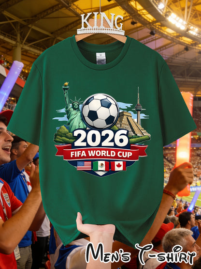Men's 2026 World Cup Casual Landmark Print Polyester T-Shirt