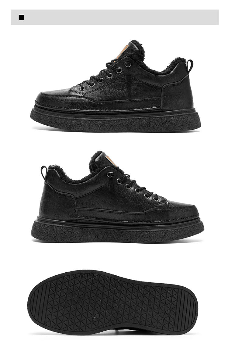 Men'S Winter Hiking Shoes - Cold Weather Traction Outdoors, Lace-Up Ankle Support, Cushioned EVA Insole - Synthetic Faux Upper - All-Terrain Traction for Snow, Ice, Mud - Low-Top Design - Black/Brown - Ideal for Hiking, Urban