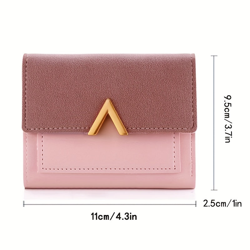 Women's Compact Tri-Fold Wallet - Short Fake Handbag with Snap Closure, Slim Card Holder & Cash Pocket, Casual Everyday Clutch for Smartphones (for women) - Asian Style Purse