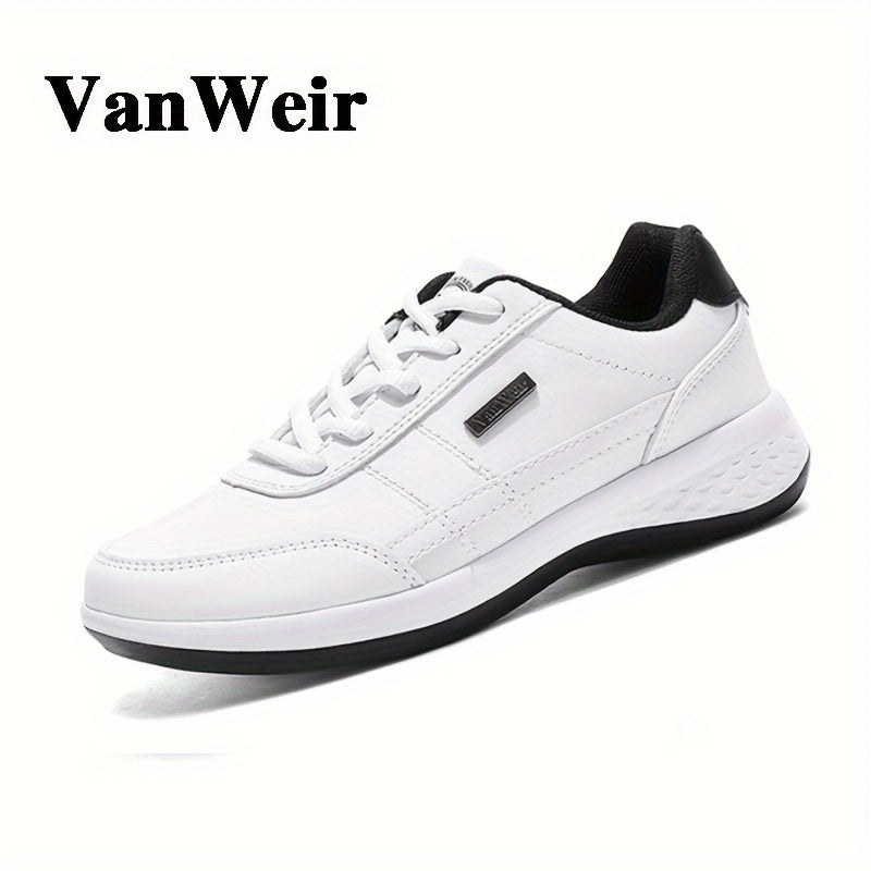 Casual Sneakers| VanWeir Men's Fashion Sneakers - Casual Lace-Up Shoes with PU Upper & MD Sole, Comfortable Fabric Insole, Versatile for All Seasons, Navy Blue with White & Orange Accents, VANWEIR