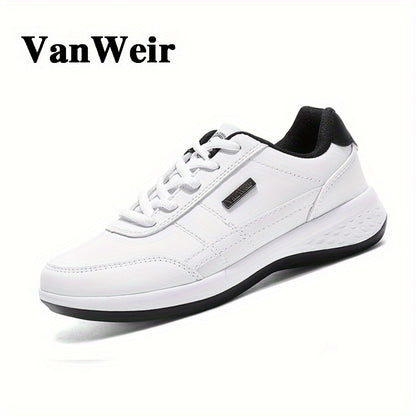 Casual Sneakers| VanWeir Men's Fashion Sneakers - Casual Lace-Up Shoes with PU Upper & MD Sole, Comfortable Fabric Insole, Versatile for All Seasons, Navy Blue with White & Orange Accents, VANWEIR