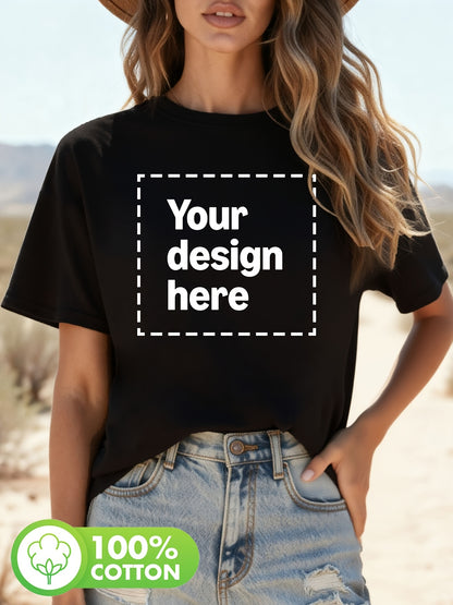 Women’s Custom Print Geometric Cotton Crew Neck Tee