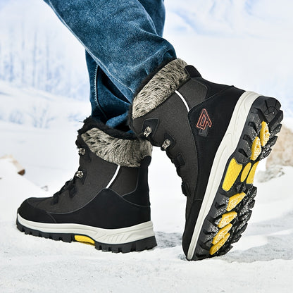 Men's & Women's Winter Snow Boots with Plush Lining & Slip-Resistant Rubber Sole - High-Ankle Lace-Up PU Shell, Insulated Cold-Weather Traction for Hiking, Hunting, Outdoor Activities - Unisex Heavy-Duty Round-Toe Boots for M