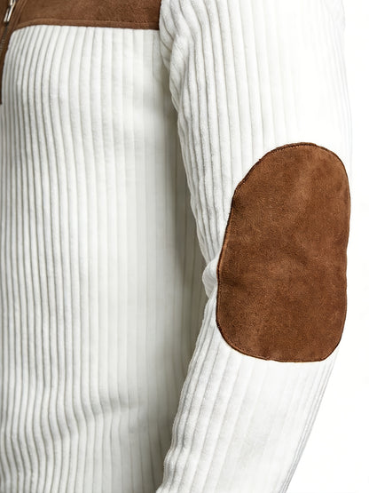 Men's Autumn Winter Color Block Pullover Sweater with Lapel - ayq