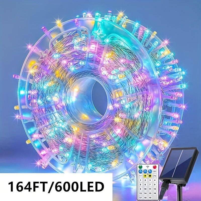 Solar Remote Control 19 Modes Outdoor Festival Party Decorations Garden Corridor Decoration Christmas Halloween Lights Wedding Proposal Scene New Year Decoration