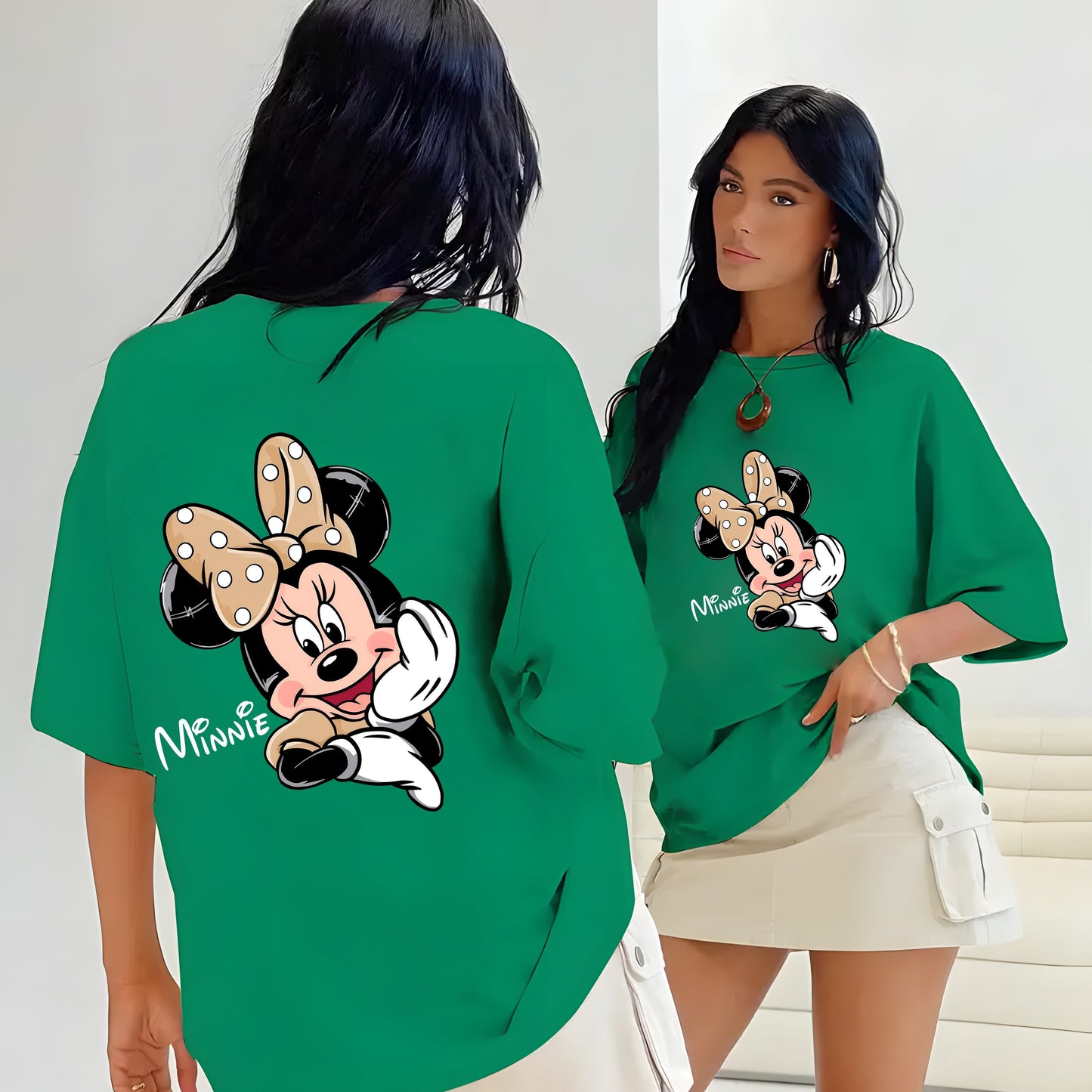Disney Women's Minnie Mouse Graphic T-Shirt - Red Casual Short Sleeve Summer Top with Polka Dot Bow Design, Lightweight Machine-Washable Tee for Disney Fans, Perfect Gift, Disney Shirt, Playful Design, Comfortable Fit