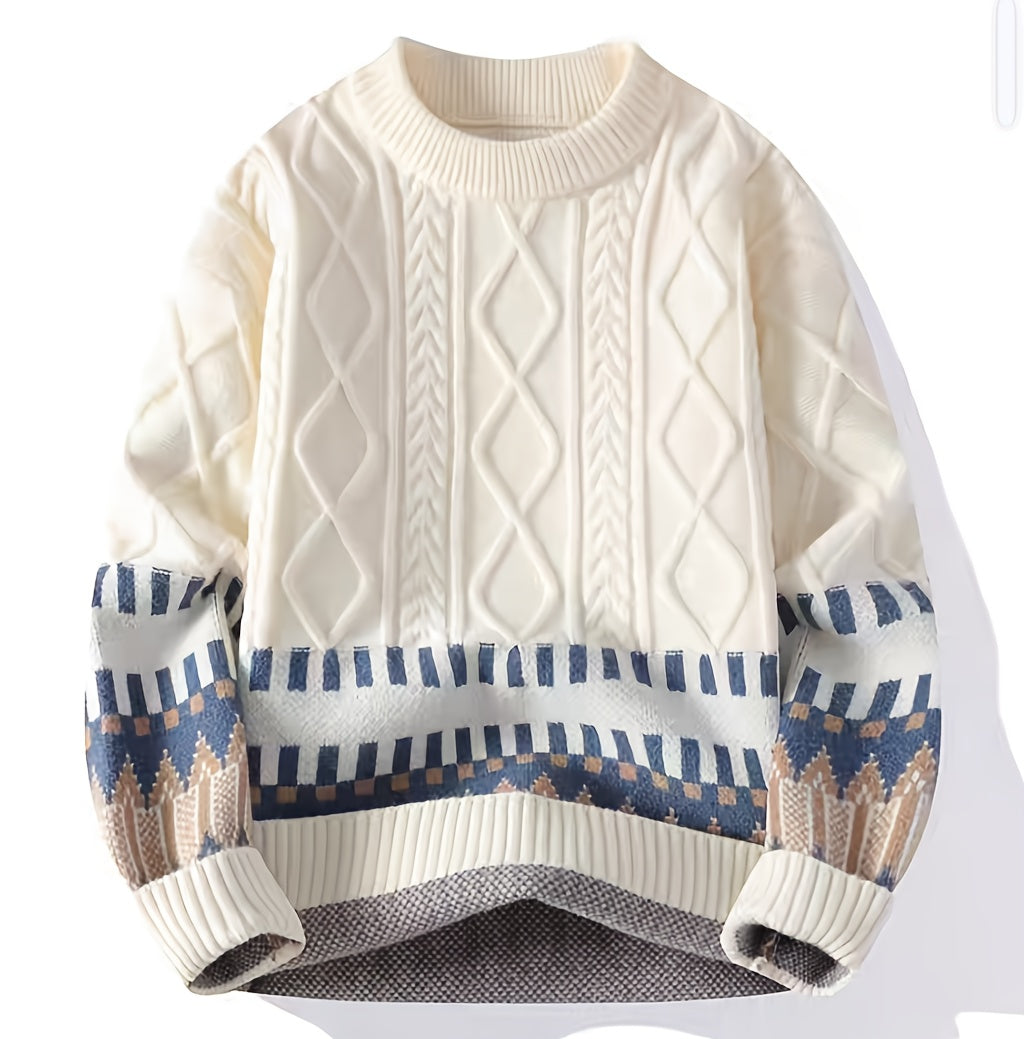 Նոր տղամարդու սվիտեր աշնան և ձմռան համար, խիտ և բազմակողմանի տրիկոտաժ դեռահասների համար, որը ներկայացնում է նորաձև զույգերի ոճը