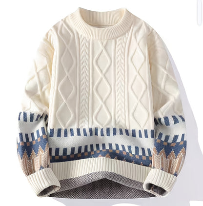 Նոր տղամարդու սվիտեր աշնան և ձմռան համար, խիտ և բազմակողմանի տրիկոտաժ դեռահասների համար, որը ներկայացնում է նորաձև զույգերի ոճը