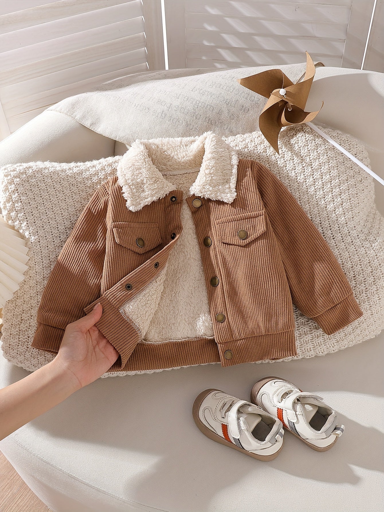 Boys' Fall/Winter Lapel Jacket with Faux Pocket Design