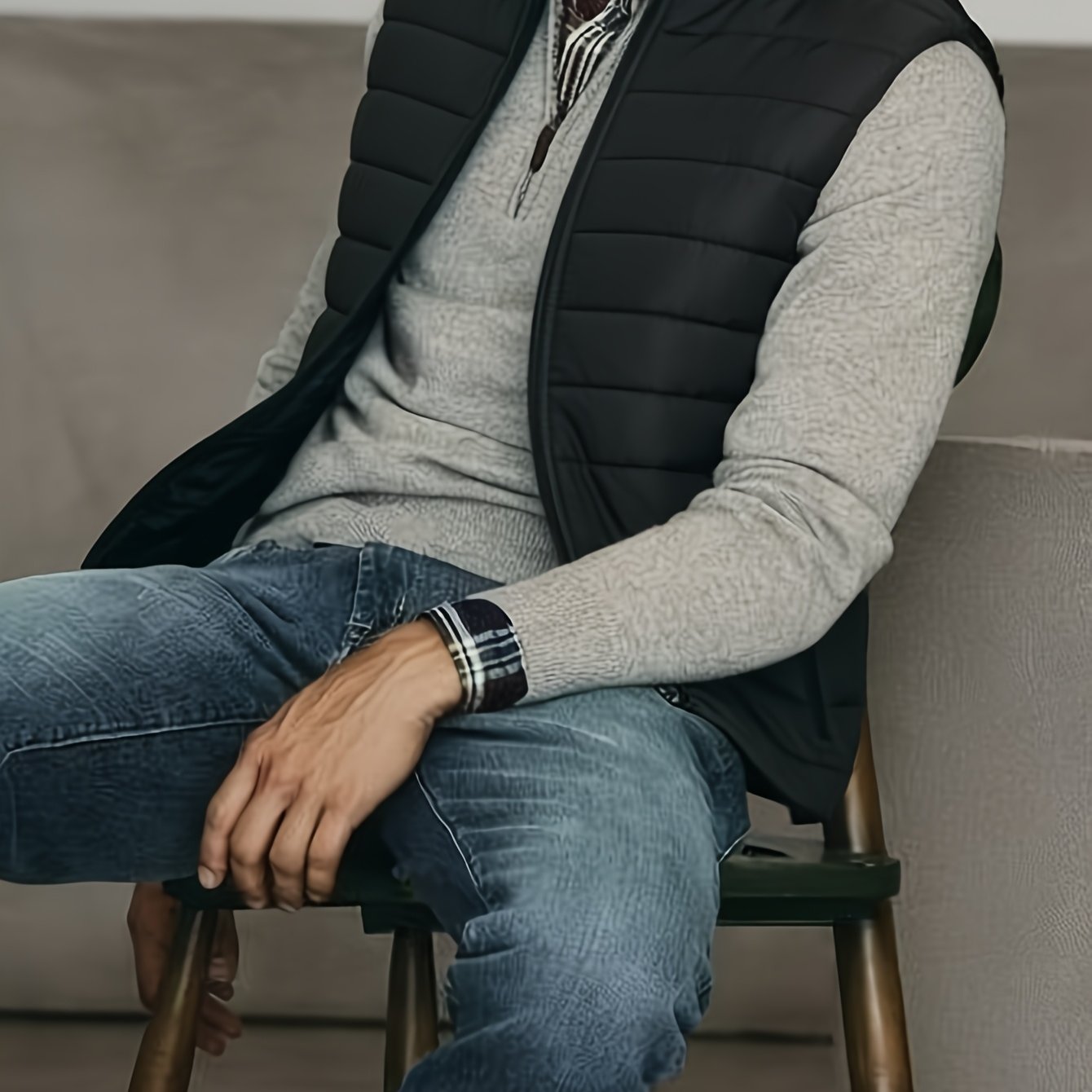 Men's Fashion Vest, Spring/Autumn Outerwear, Trendy Padded Jacket, Suitable for Daily and Outdoor Wear - ayq