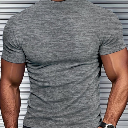 Men's High-Neck Short-Sleeve T-Shirt for Spring and Summer - Fashionable, Comfortable, and Essential for Casual Wear - ayq