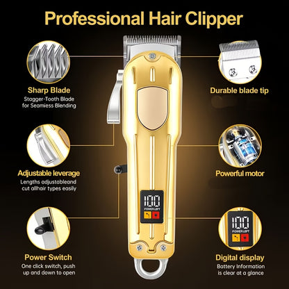 Պրոֆեսիոնալ լիցքավորվող էլեկտրական մազ կտրող մեքենա | 4 տարբեր երկարության կարգավորումներ, ցածր աղմուկ, USB արագ լիցքավորում, ունիսեքս, դյուրակիր վարսահարդարման հավաքածու | Իդեալական նվեր տղամարդկանց համար Հայրերի օրվա և Սուրբ Ծննդյան տոների համար