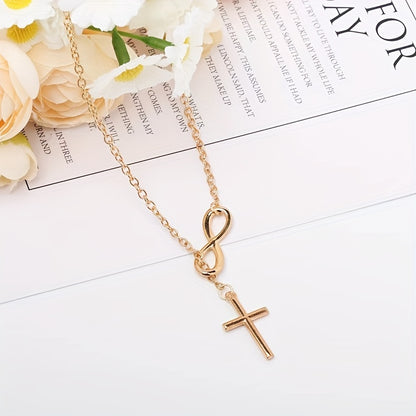 Մինիմալիստական ​​Lucky 8 նիշանոց Cross Short Necklace Jewelry