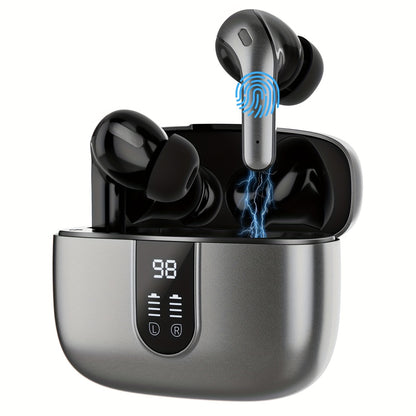 Wireless Earbuds with Mic, Earphones With LED Display, In-Ear Headphones With Mini Charging Case, TWS Headset For Men/Women