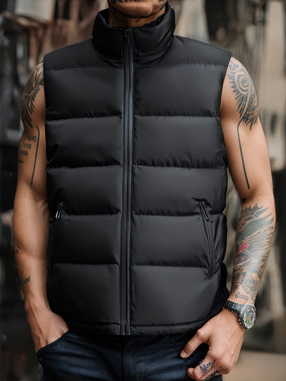 A Stylish New Men'S American-Style Vest, Featuring a Warm And Thick Black Design, Comfortable And Suitable for Winter, Lightweight And Foldable, Perfect for Skiing - ayq